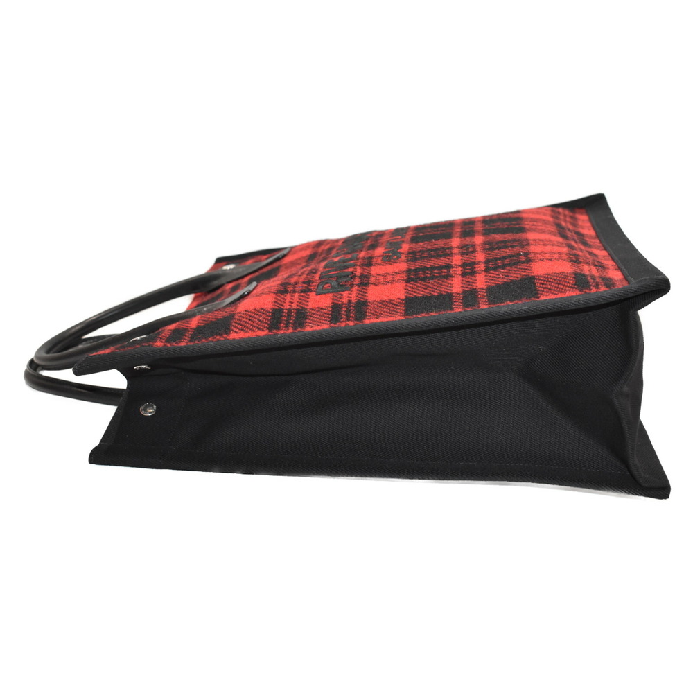 SAINT LAURENT Rive Gauche Red Black Tote Bag Check Fits - Picture 3 of 7